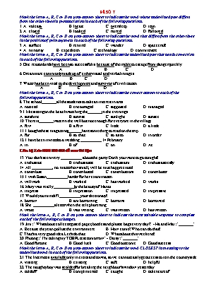 Đề thi thử vào Lớp 10 THPT môn Tiếng Anh - Đề số 7 (Có đáp án)